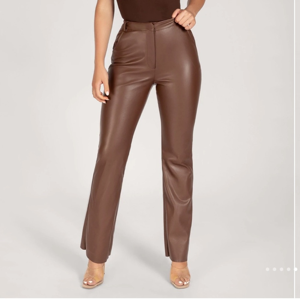 Meshki brown leather pants like new